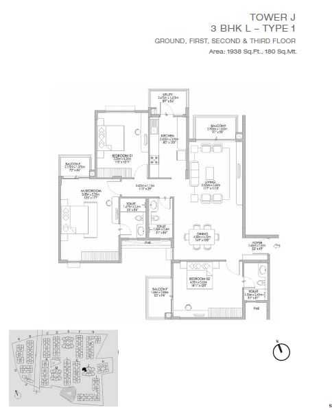 Godrej Eternity 3 BHK floor plan