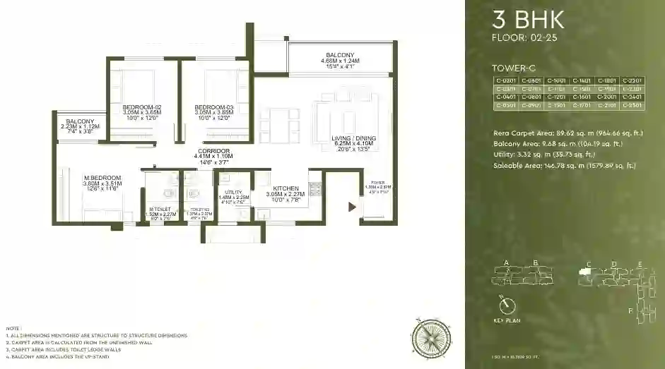 Godrej Lakeside Orchard 3 BHK apartment Floor Plan image by Godrej Properties located in Sarjapur Road, East Bangalore