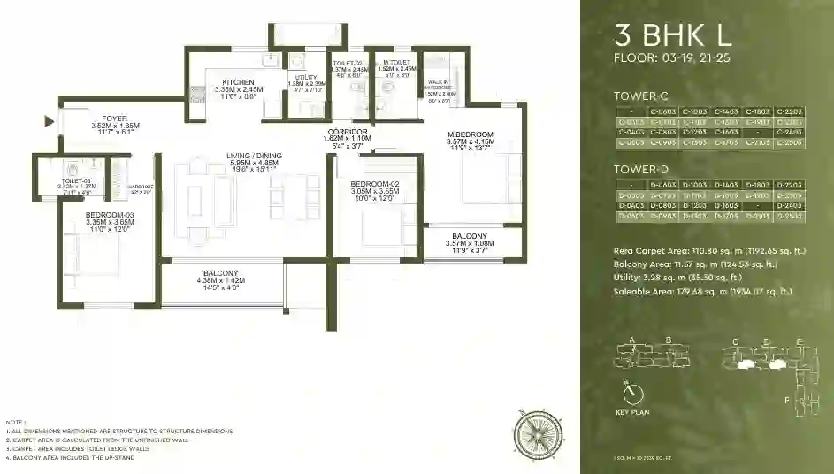 Godrej Lakeside Orchard 3 BHK Large apartment Floor Plan image by Godrej Properties located in Sarjapur Road, East Bangalore